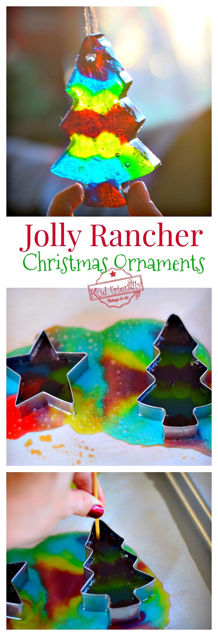 Melted Jolly Rancher Ornaments - A Fun Christmas Craft - Love these! Such a fun DIY for you to make with the kids. www.kidfriendlythingstodo.com