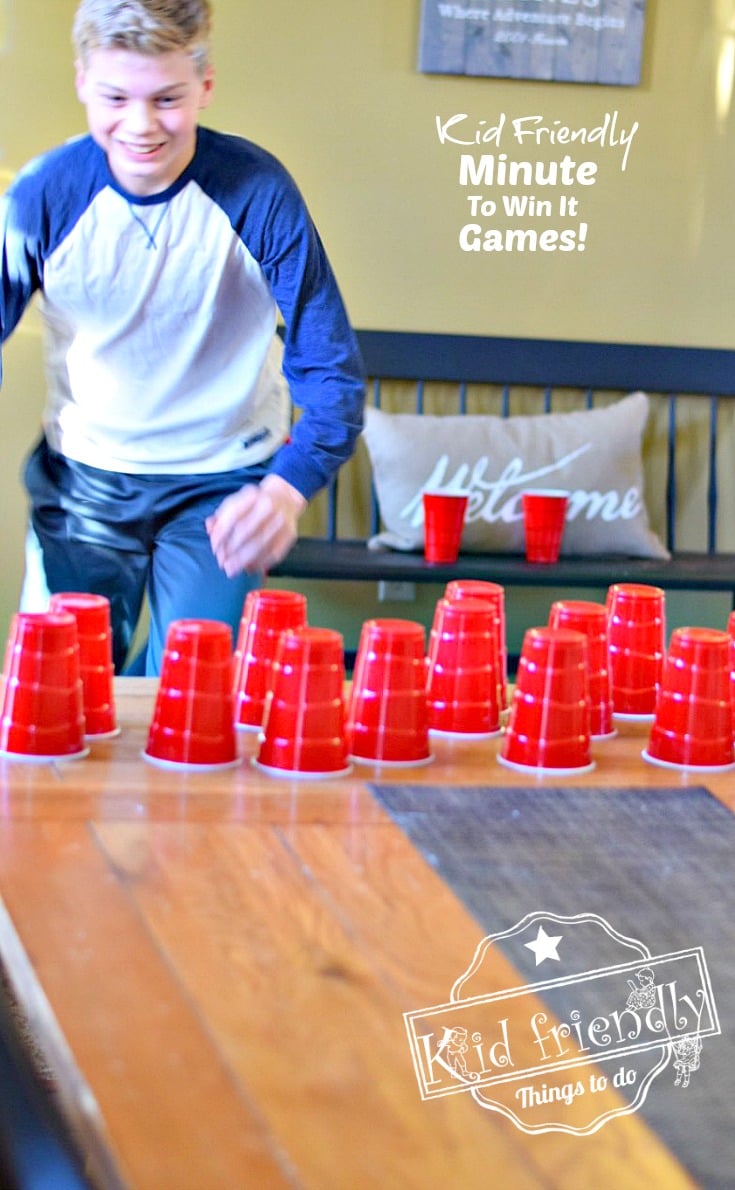 Awesome Minute To Win It Games that are Great for Kids, Teens and Adults - For Your Family Parties! - Perfect for Holiday parties, like Christmas, Thanksgiving, Halloween and even Summer Parties - www.kidfriendlythingstodo.com