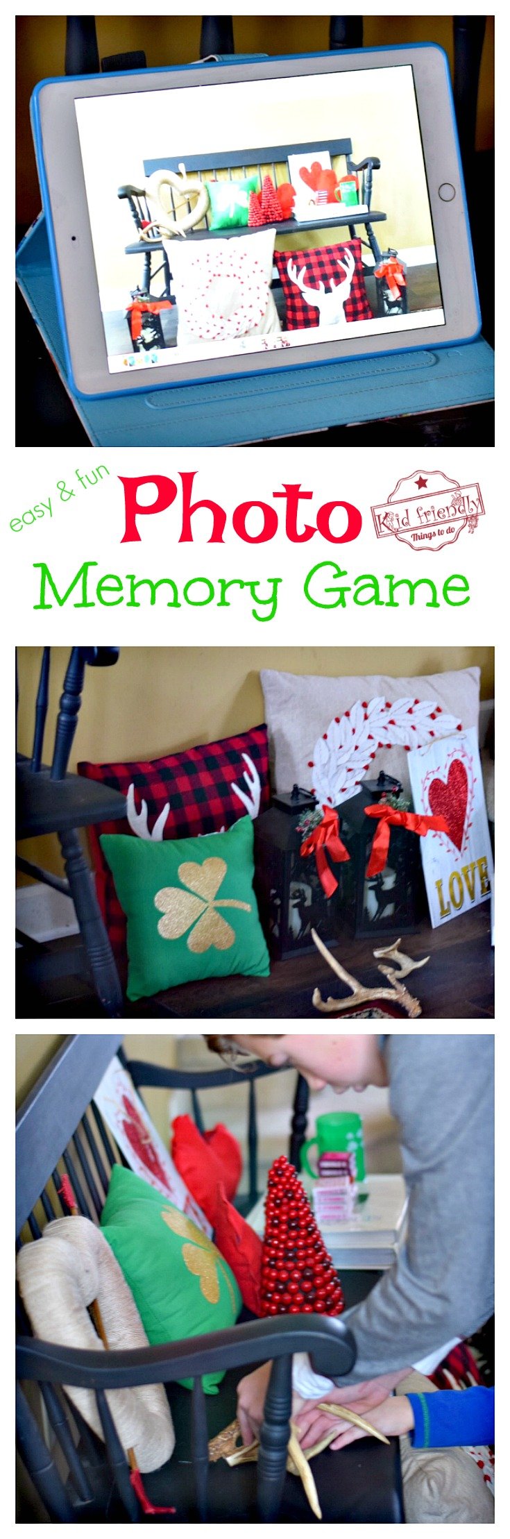 Photo Memory Game for Kids, Teens & Adults! My family LOVES this game! Fun CHEAP & Easy Game For All - Teams have to work together to win! Perfect anytime or for any holiday - Valentine's Day, Easter, Christmas, Halloween, Thanksgiving...Great family game to play together. www.kidfriendlythingstodo.com 