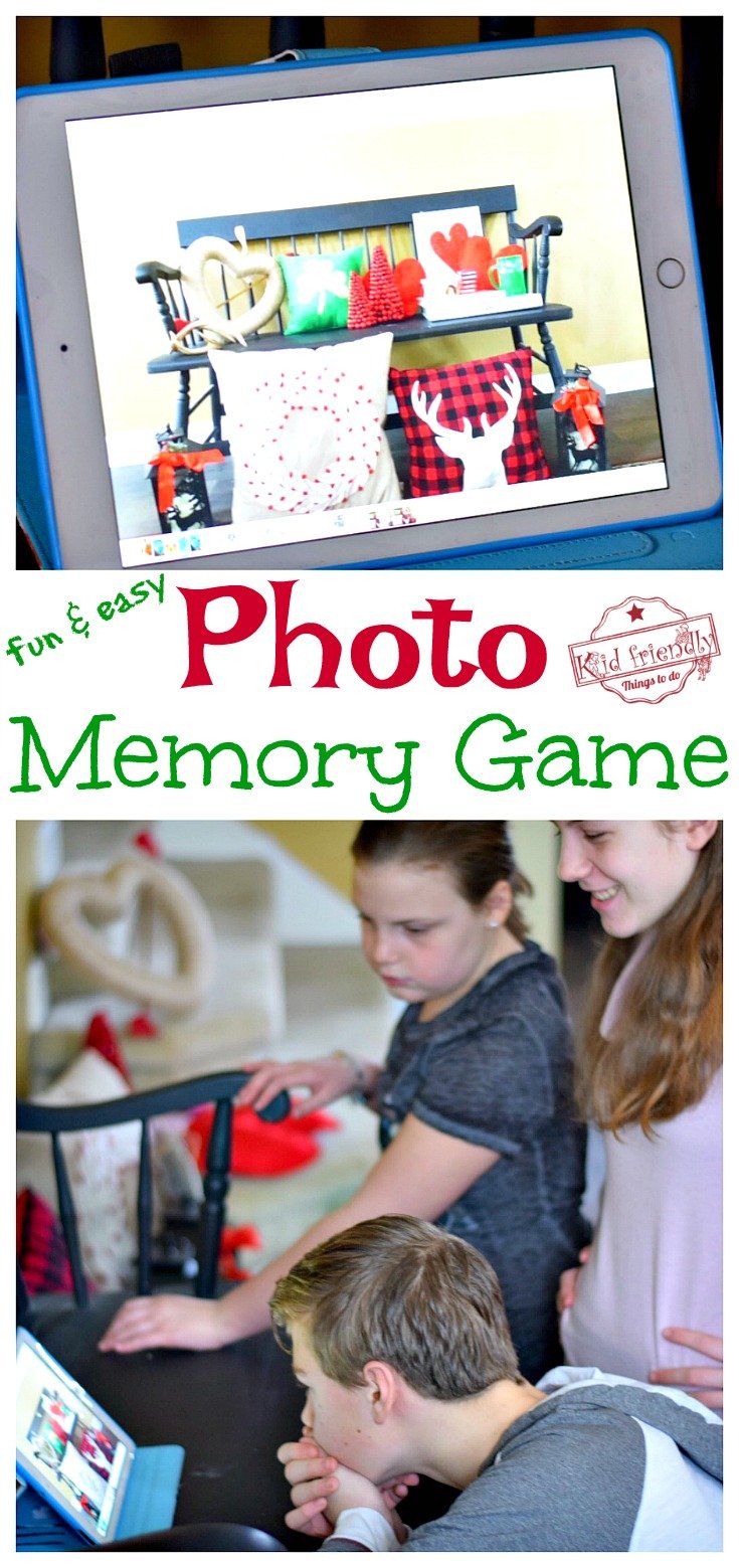 Photo Memory Game for Kids, Teens & Adults! My family LOVES this game! Fun CHEAP & Easy Game For All - Teams have to work together to win! Perfect anytime or for any holiday - Valentine's Day, Easter, Christmas, Halloween, Thanksgiving...Great family game to play together. www.kidfriendlythingstodo.com