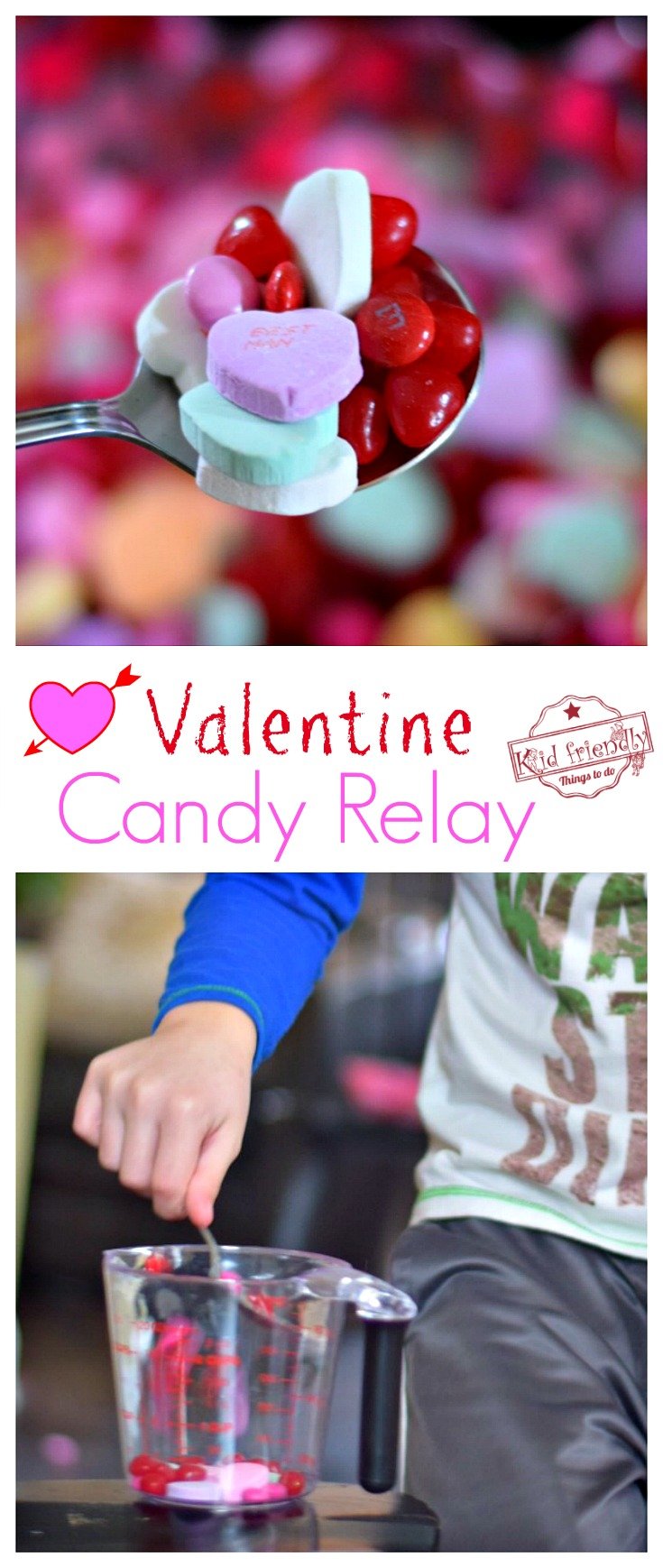 A Valentine Candy Relay Race - A Fun Game for Valentine's Day Parties! - Perfect for Family Game Night, Teens, School and even preschool - When in doubt...go with the classics. The kids always love them! www.kidfriendlythingstodo.com