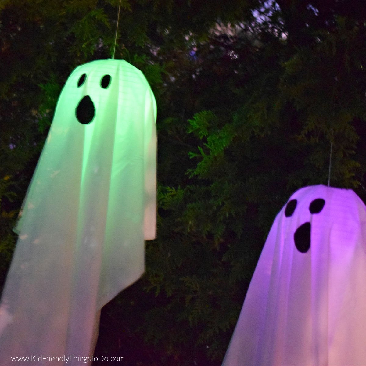 DIY Hanging Ghosts Outdoor