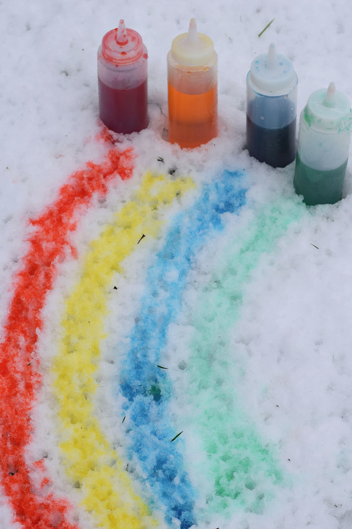 snow paint in squeeze bottles 