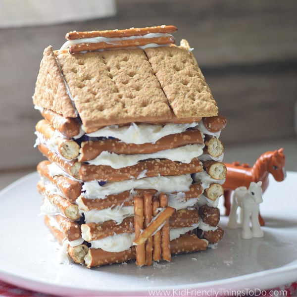 easy to make pretzel log cabin