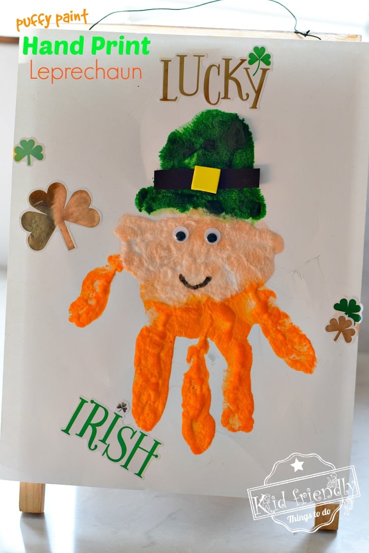 Leprechaun Hand Print craft for kids on St. Patrick's Day