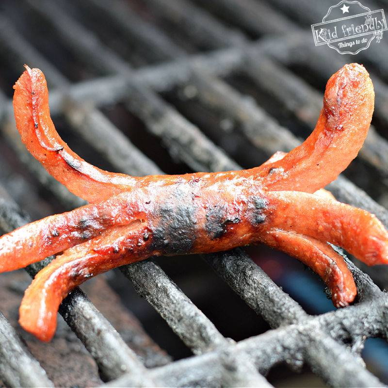 Spider Shaped Hot Dogs on the Grill | Kid Friendly Things To Do