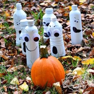 DIY pumpkin bowling game for kids