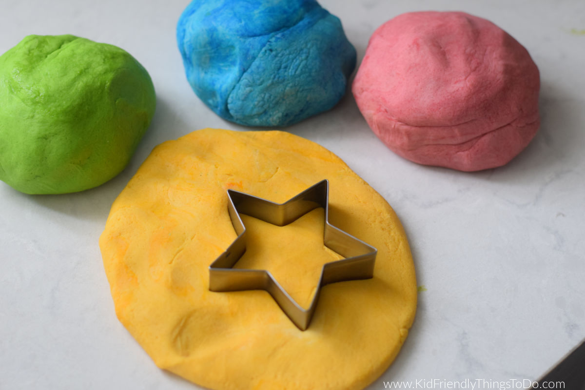 cookie cutter with homemade playdough