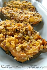 Twice Baked Sweet Potato Boats With A Sweet Crunchy Topping