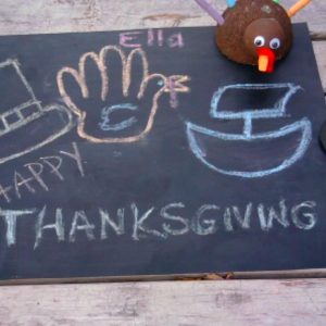Great idea for Kid's Thanksgiving Setting! Chalk Turkey Craft and Chalkboard Place Mat to draw on! - KidFriendlyThingsToDo.com