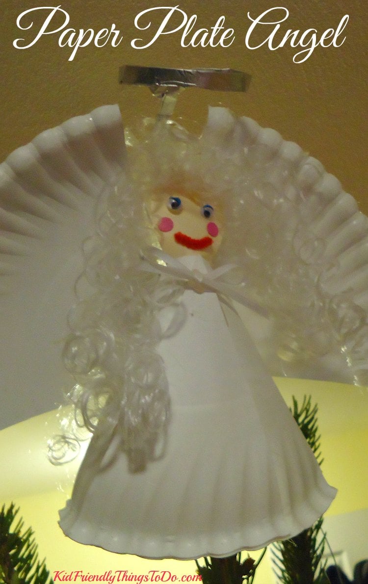 Paper Plate Angel topper for the Christmas tree craft - KidFriendlyThingsToDo.com