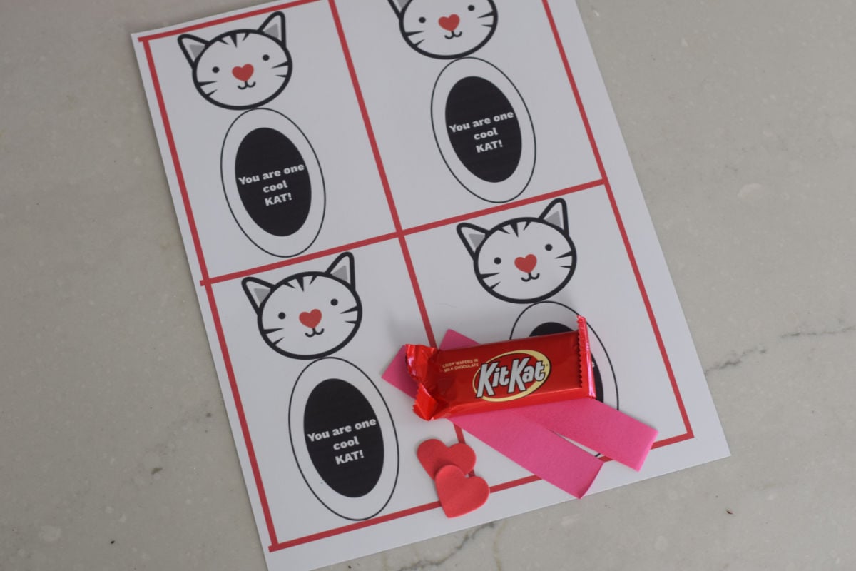 supplies for Kit Kat Valentine's Day card 