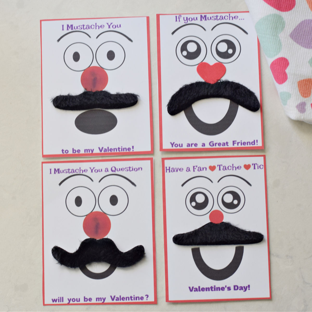 mustache Valentine's Day cards