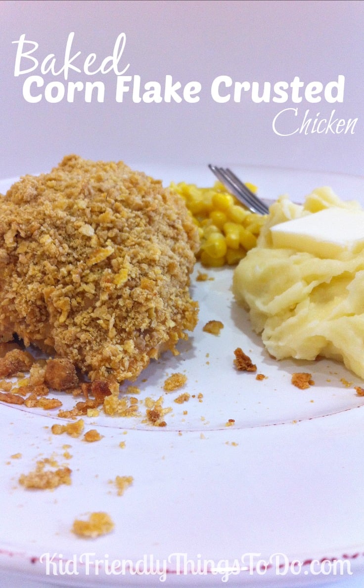 Recipe for Corn Flake Crusted Baked Chicken with Ranch and Buttermilk Coating - Wow, this reminds me of KFC extra crispy crust! Delicious!