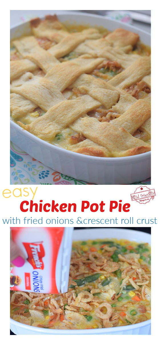 Chicken pot pie with crescent roll top 