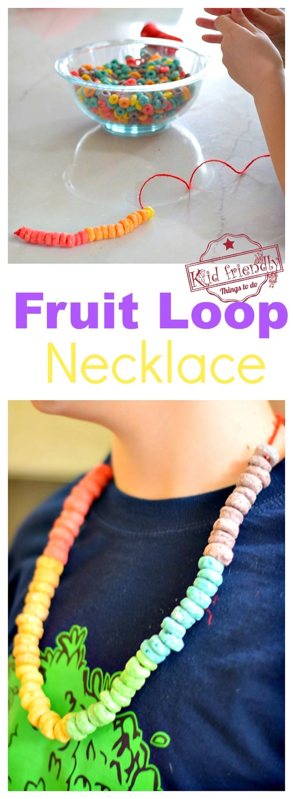 Make a Rainbow Fruit Loop Necklace {A Fun Activity For Kids} Kid