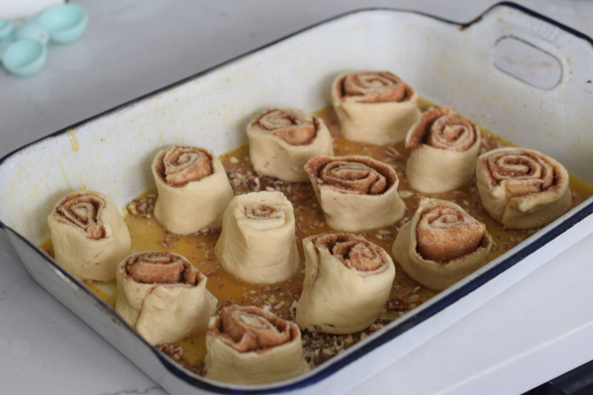 sticky buns in pan