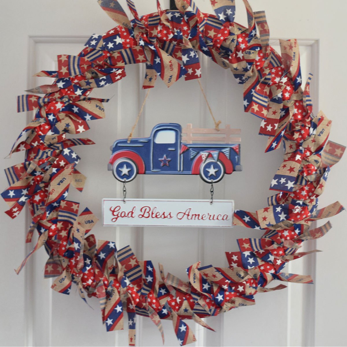 pool noodle rag wreath DIY