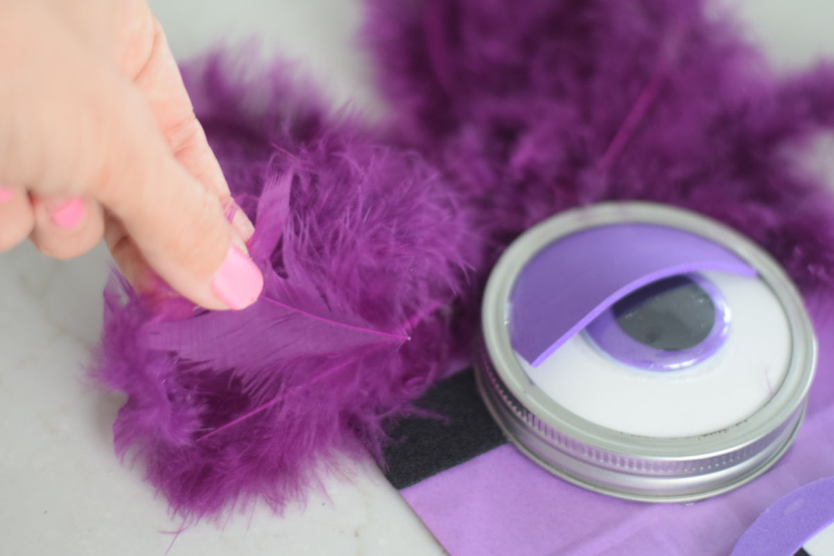 adding purple feathers to Minion craft 