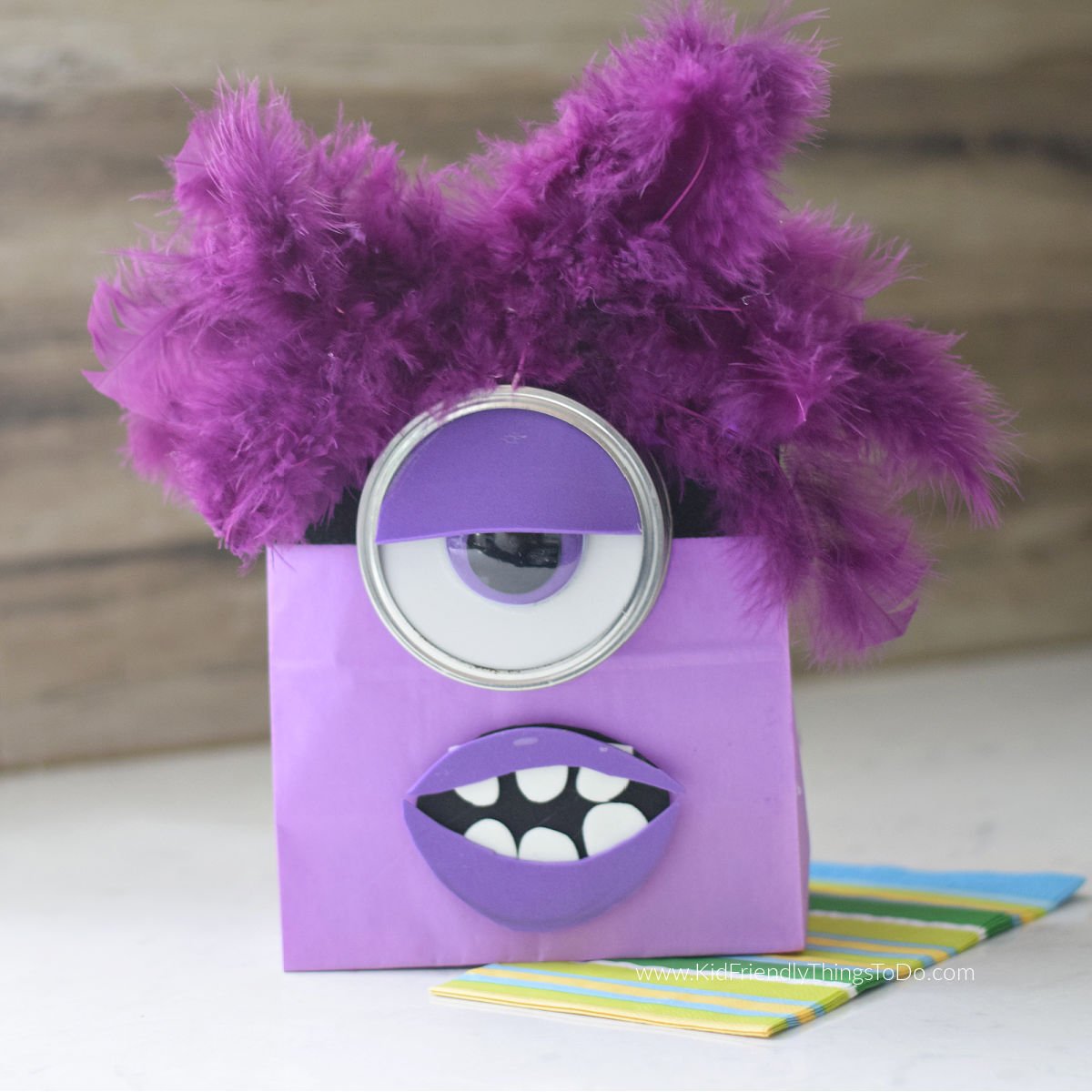 purple minion gift bag craft