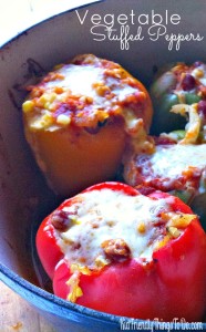 Amazing Vegetable Stuffed Peppers - KidFriendlyThingsToDo.com I prefer these over the hamburger version. So tasty!