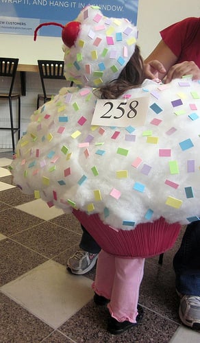 DIY Halloween Costume! A Cupcake made from an upside down lampshade! So creative!