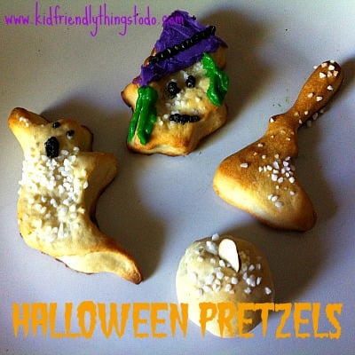 Shape Soft Pretzel Dough Into Halloween Shapes For A Fun & Spooky Halloween Party Snack!