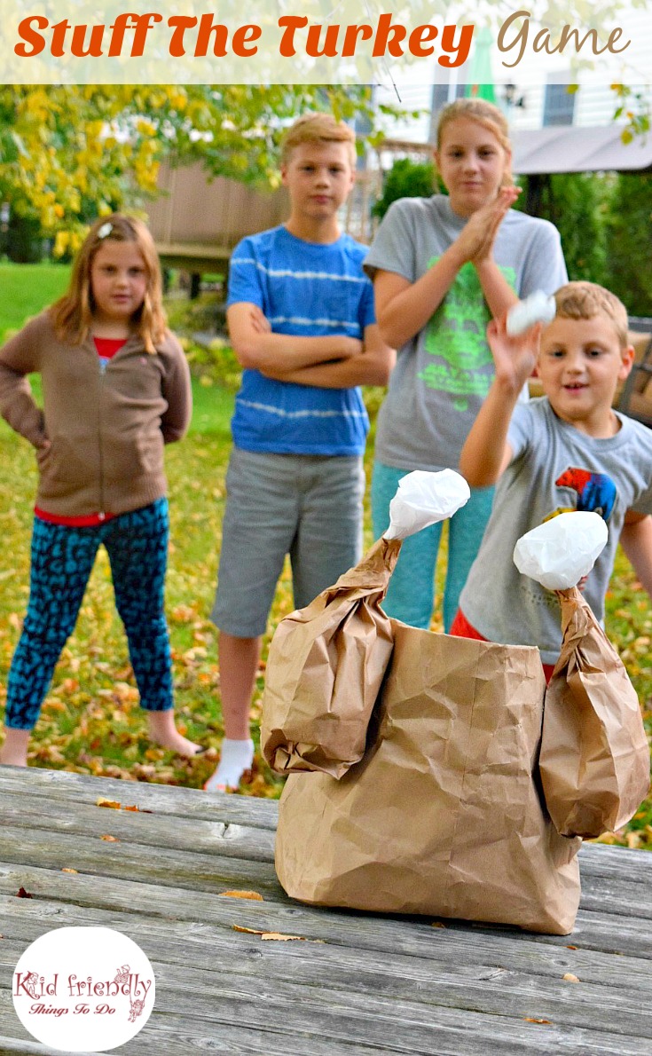Stuff the Turkey Thanksgiving game with kids
