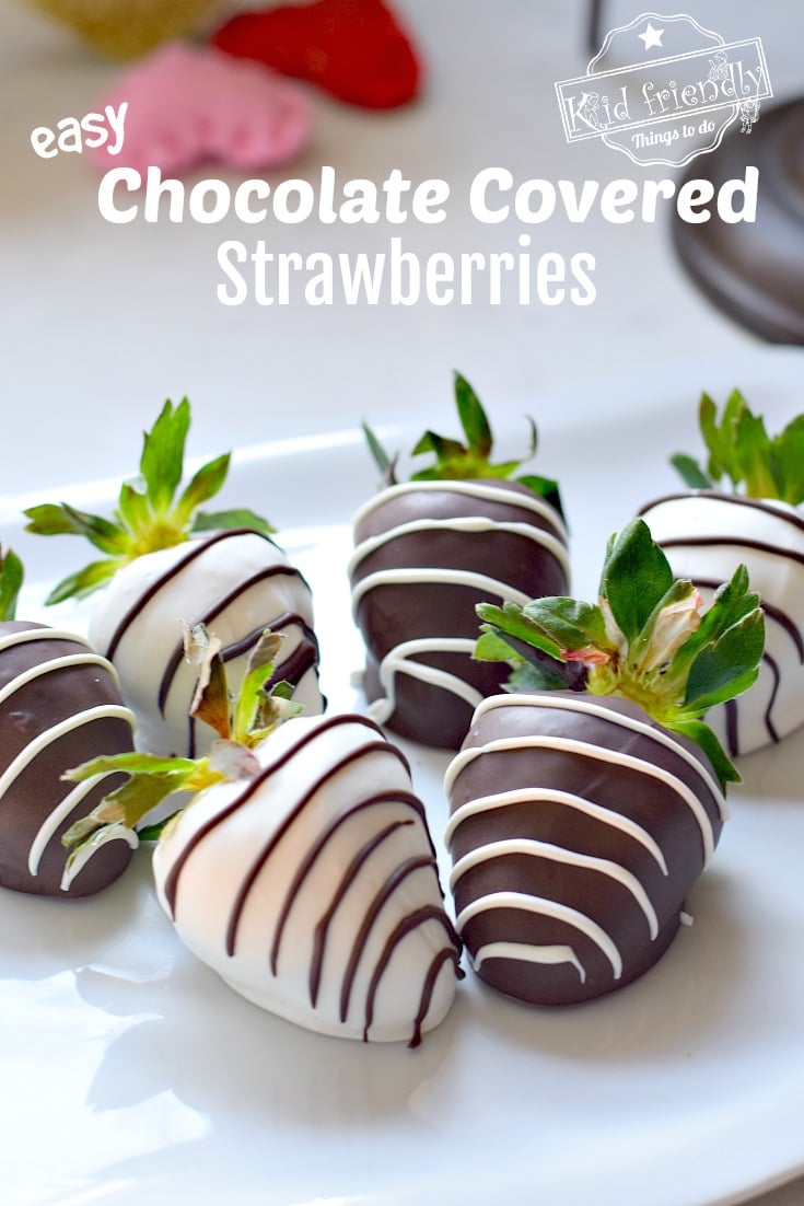 Making chocolate stripes on strawberries 
