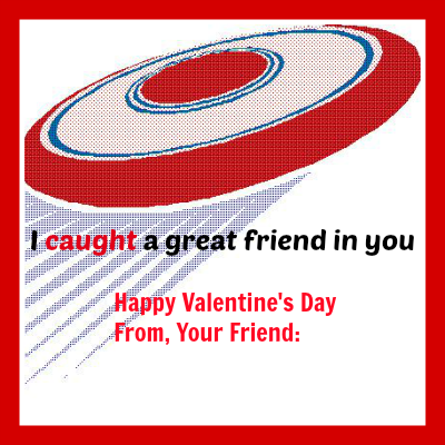 frisbee non-candy Valentine's Day card printable for kids
