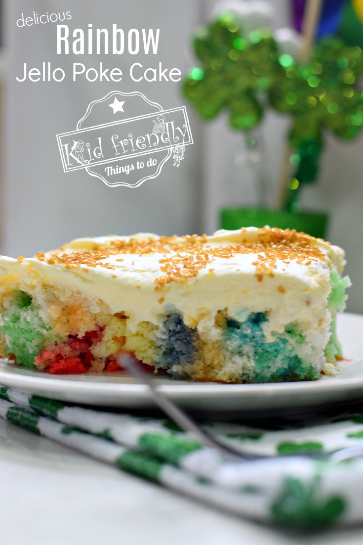 Easy Rainbow Jello Poke Cake Recipe 