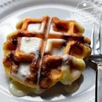 Making Shortcut Cinnabon Cinnamon Roll Waffles with Icing