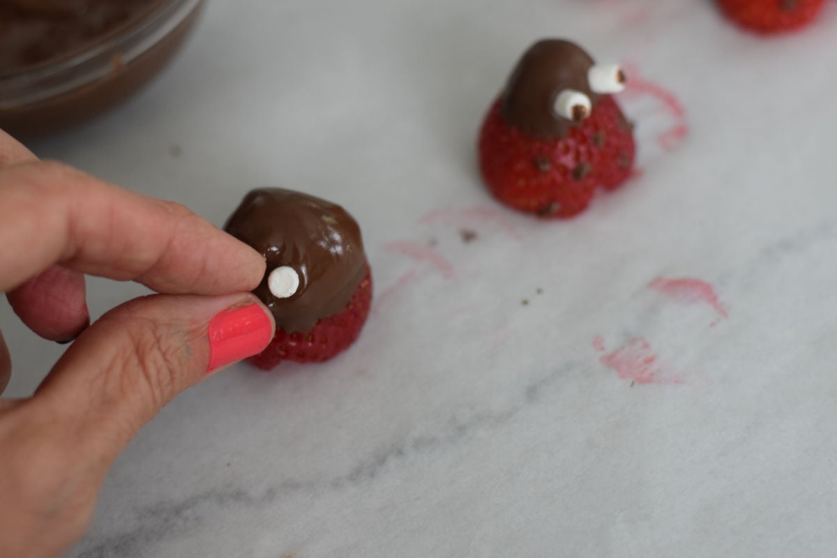 making strawberry ladybug