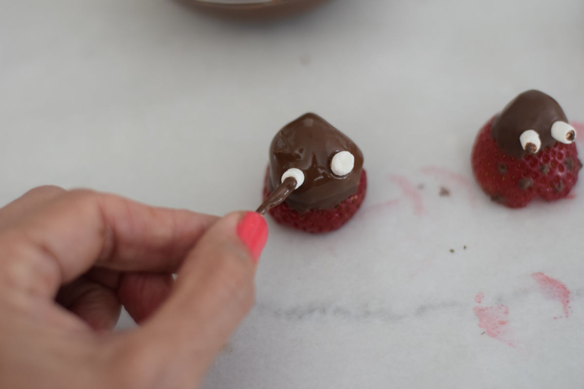 making strawberry ladybug