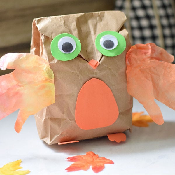 paper bag hand print owl craft