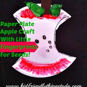 What a cute fall craft for kids! I love figerprint crafts. What a clever idea to make an apple core out of a paper plate!