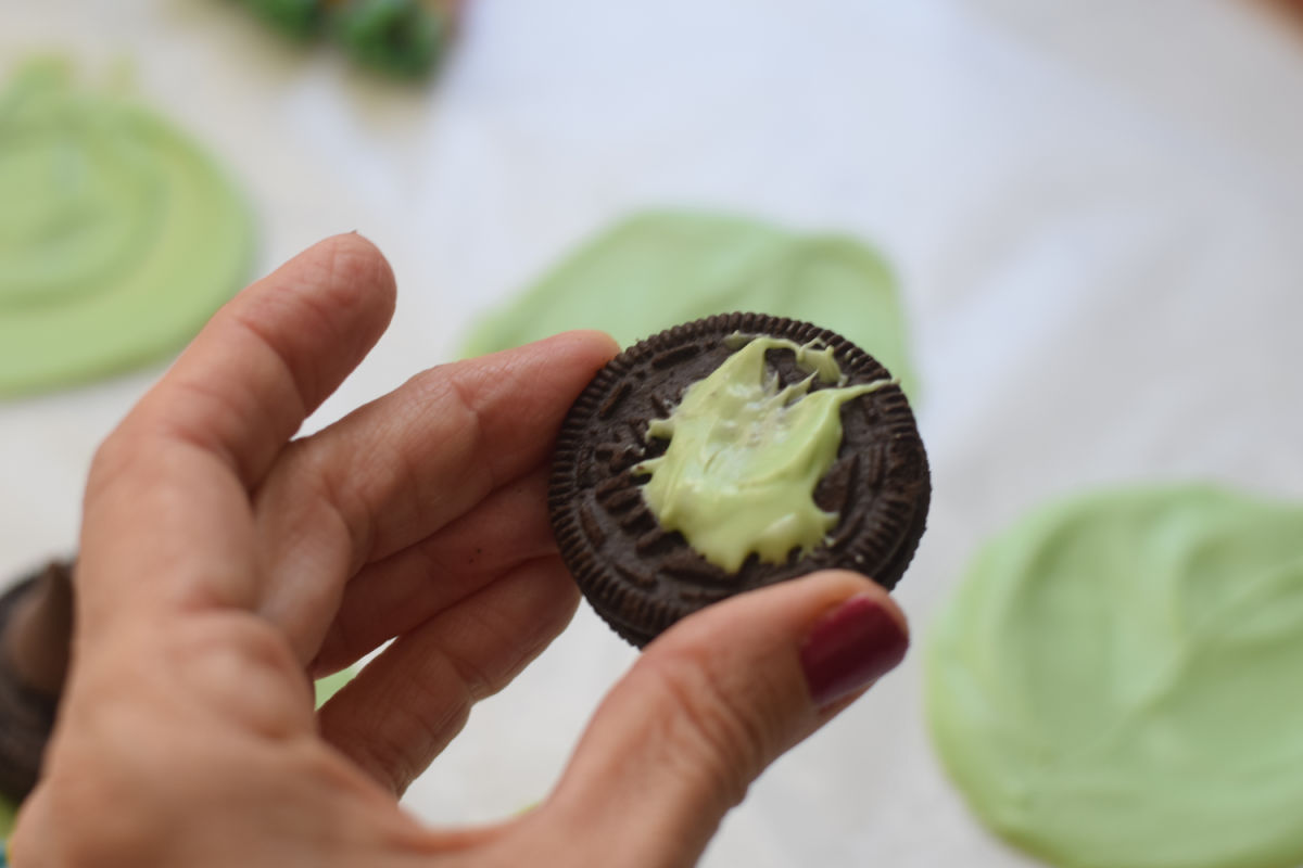 melted chocolate on cookie