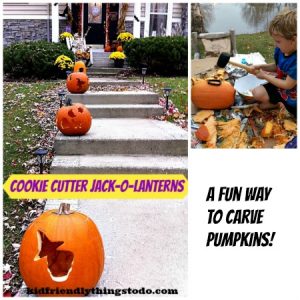 Carving Jack-o-Lanterns the easy way, with cookie cutters and a rubber mallet!