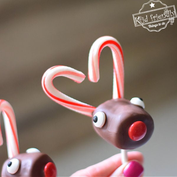 Reindeer Marshmallow Pops With Candy Cane Antlers