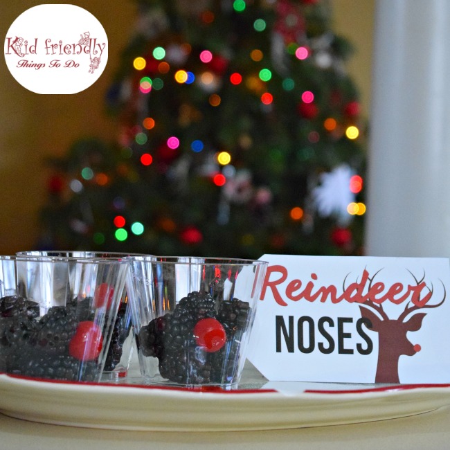 A Fruit Cup of Reindeer Noses - A Fun & Healthy Snack for Kids at Christmas - fun and healthy. Perfect for Christmas parties. Plus free Reindeer Noses Printable! www.kidfriendlythingstodo.com