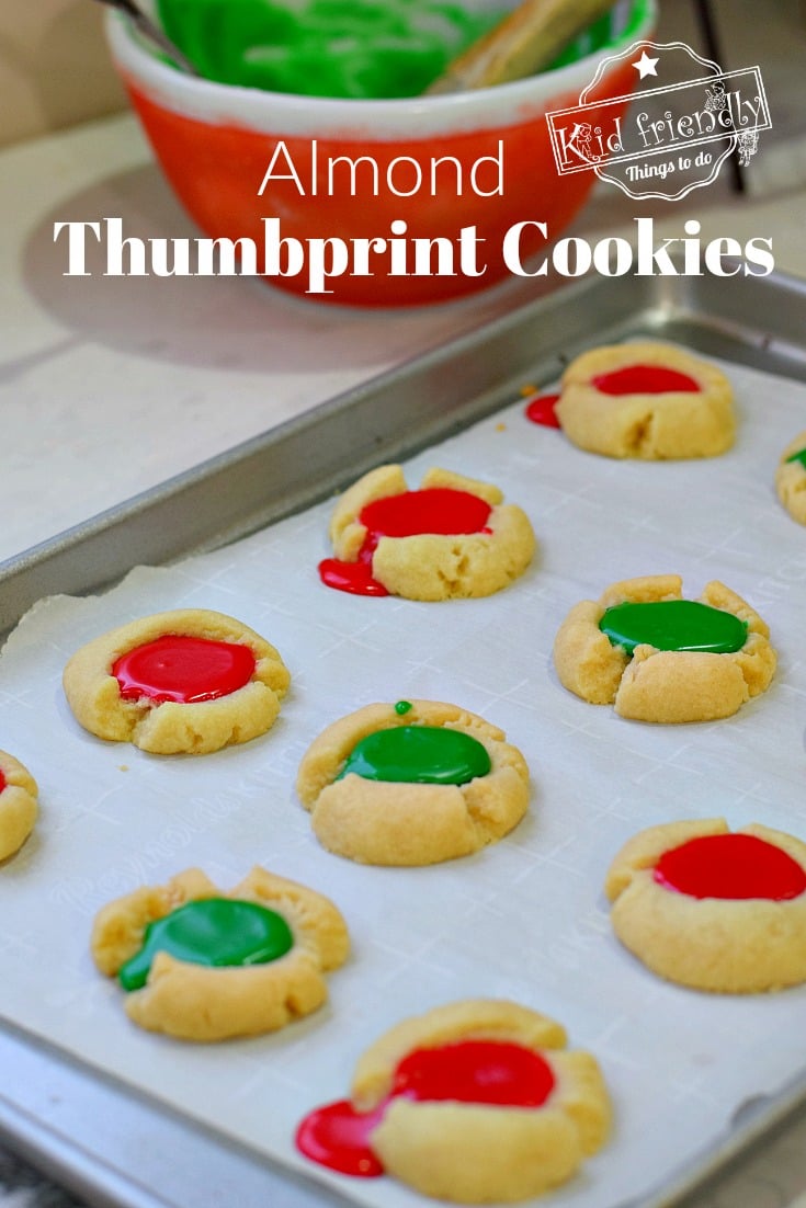 iced almond thumbprint cookies