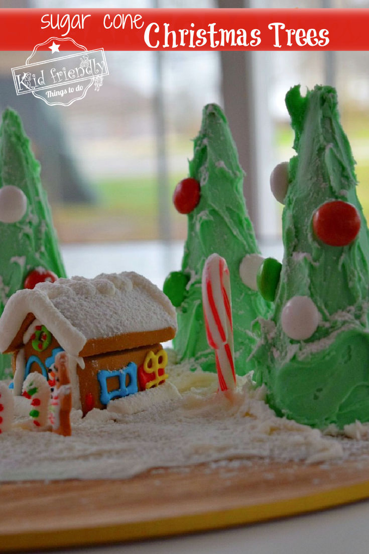 sugar cone Christmas trees craft with kids 