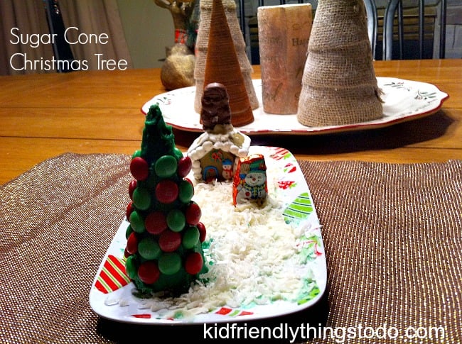 making sugar cone Christmas trees 