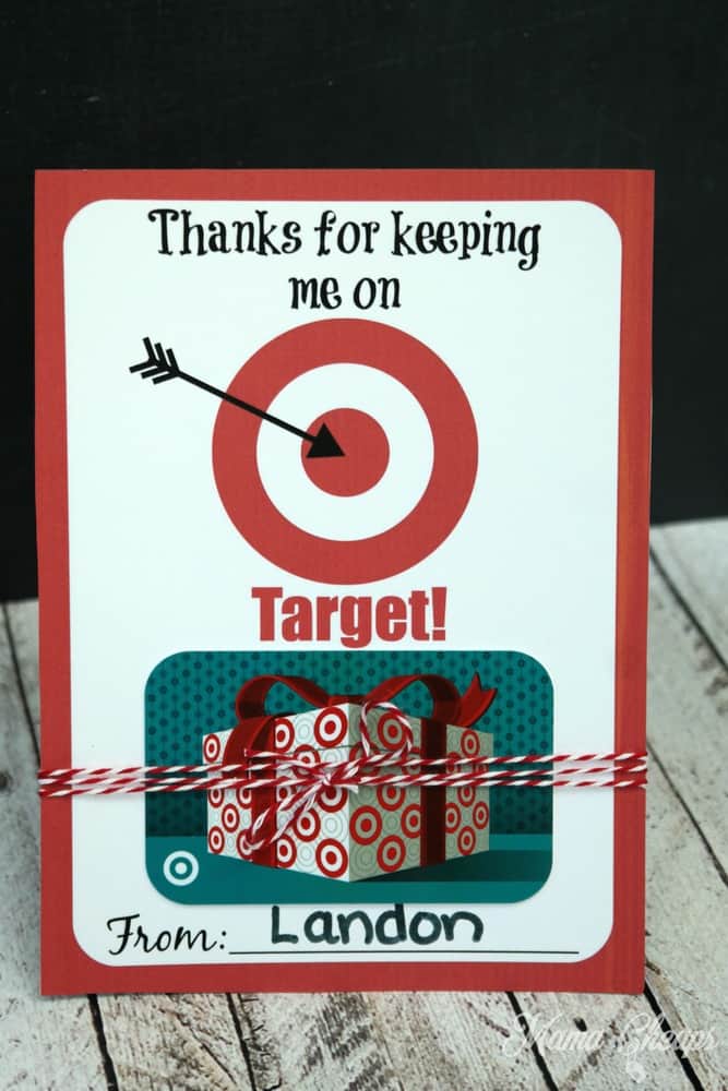 printable Target gift card holder for teacher 