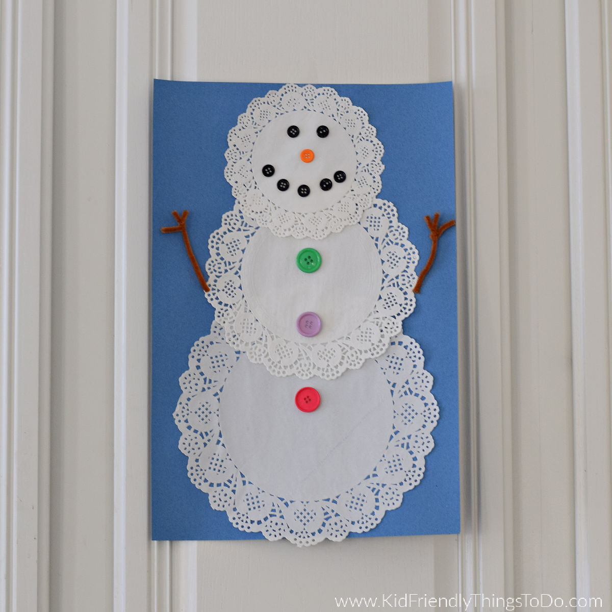 doily snowman craft for kids