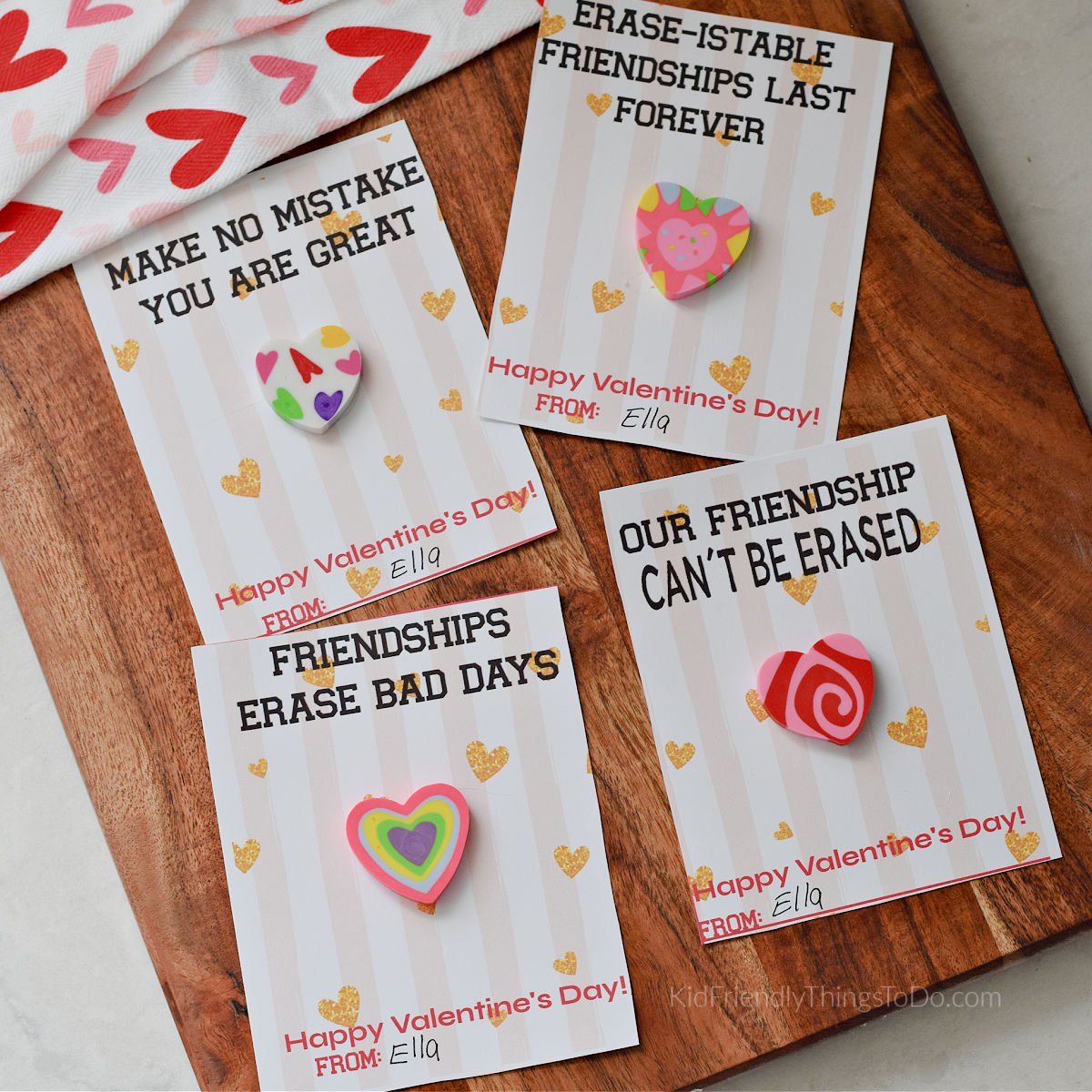 Eraser Valentine Card Craft and Printable