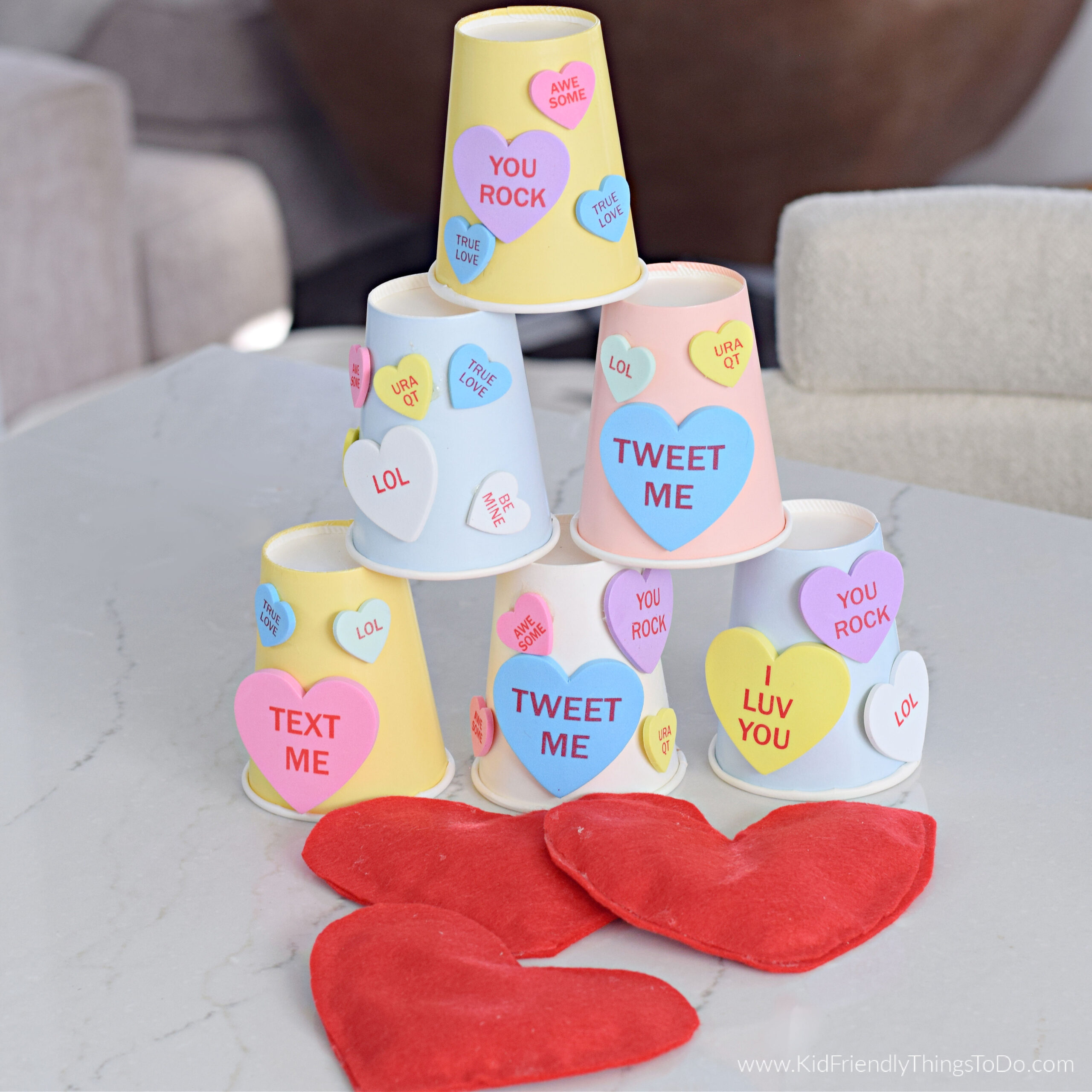 Conversation Heart Knockdown Valentine Game