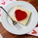 red Jello heart squares dessert with white Jello