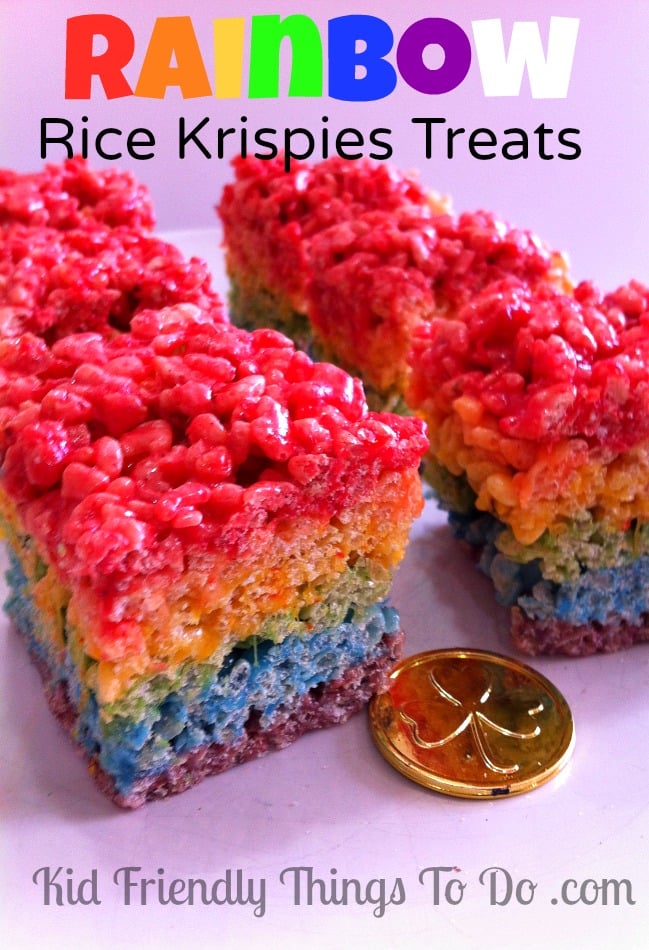 St. Patrick's Day Dessert - Rainbow Rice Krispies Treats