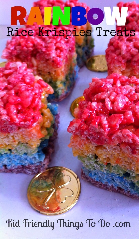 Rainbow Rice Krispies Treats - Perfect for St. Patrick's Day